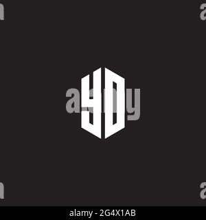 YO Logo monogram with hexagon shape style design template isolated on black background Stock Vector