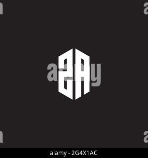 ZA Logo monogram with hexagon shape style design template isolated on black background Stock Vector
