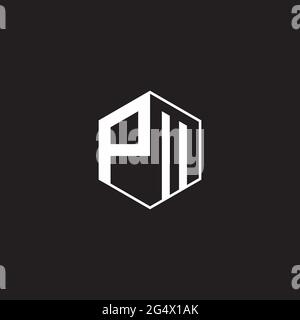PM Logo monogram hexagon with black background negative space style Stock Vector