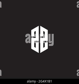 ZZ Logo monogram with hexagon shape style design template isolated on black background Stock Vector