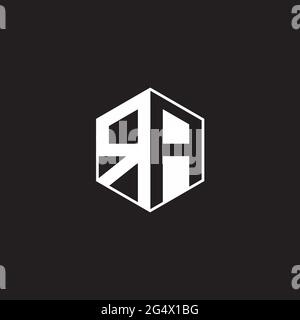 RA R A AR Logo monogram hexagon with black background negative space style Stock Vector