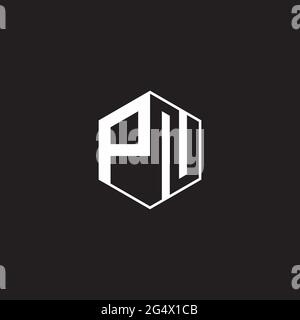 PN Logo monogram hexagon with black background negative space style Stock Vector