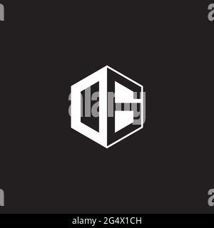 OG DG Logo monogram hexagon with black background negative space style Stock Vector