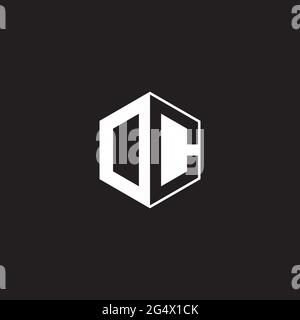 OC DC Logo monogram hexagon with black background negative space style Stock Vector