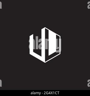 UU U Logo monogram hexagon with black background negative space style Stock Vector