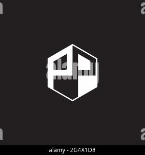 PP Logo monogram hexagon with black background negative space style Stock Vector