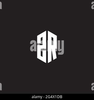 ZR Logo monogram with hexagon shape style design template isolated on black background Stock Vector