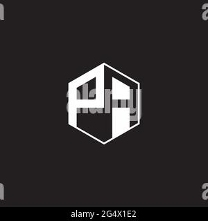 PA Logo monogram hexagon with black background negative space style Stock Vector