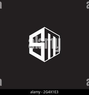SM M S MS Logo monogram hexagon with black background negative space style Stock Vector