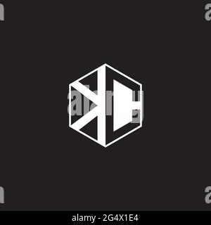 KC K C CK Logo monogram hexagon with black background negative space style Stock Vector