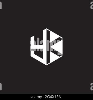 YK Y K KY Logo monogram hexagon with black background negative space style Stock Vector