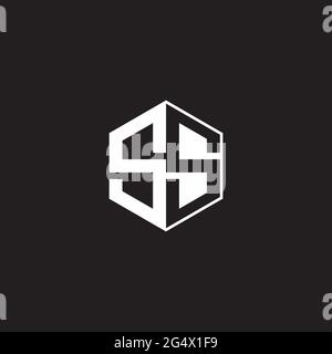 SS S Logo monogram hexagon with black background negative space style Stock Vector