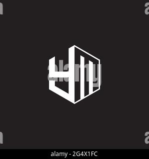 YW Y W WY Logo monogram hexagon with black background negative space style Stock Vector