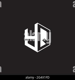 YQ Y Q QY Logo monogram hexagon with black background negative space style Stock Vector