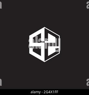 SZ S Z ZS Logo monogram hexagon with black background negative space style Stock Vector