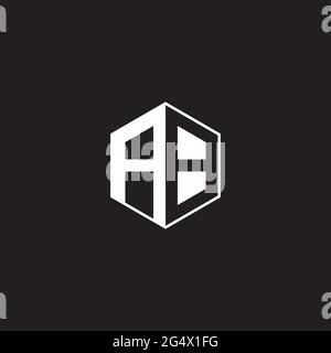 AB A B BA Logo monogram hexagon with black background negative space style Stock Vector