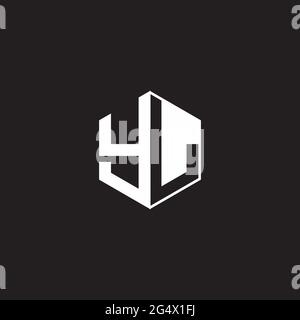 YL Y L LY Logo monogram hexagon with black background negative space style Stock Vector