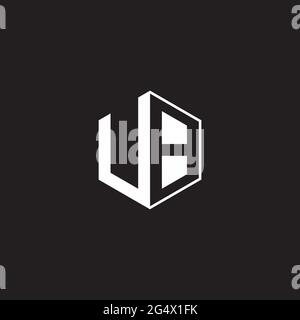 UB U B BU Logo monogram hexagon with black background negative space style Stock Vector