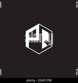 PQ Logo monogram hexagon with black background negative space style Stock Vector