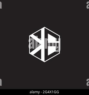 KG K G GK Logo monogram hexagon with black background negative space style Stock Vector