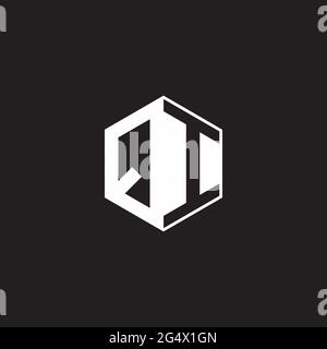 QI Q I IQ Logo monogram hexagon with black background negative space style Stock Vector