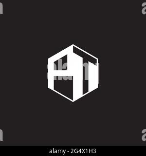 PT Logo monogram hexagon with black background negative space style Stock Vector