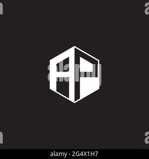 AP A P PA Logo monogram hexagon with black background negative space style Stock Vector