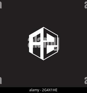 AZ A Z ZA Logo monogram hexagon with black background negative space style Stock Vector