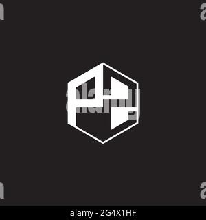 PZ Logo monogram hexagon with black background negative space style Stock Vector