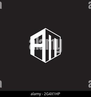 AM A M MA Logo monogram hexagon with black background negative space style Stock Vector