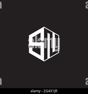 SN S N NS Logo monogram hexagon with black background negative space style Stock Vector