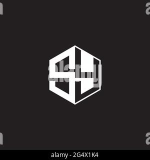 SY S Y YS Logo monogram hexagon with black background negative space style Stock Vector