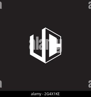 UC U C CU Logo monogram hexagon with black background negative space style Stock Vector