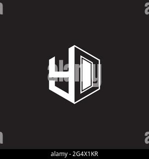 YO Y O OY Logo monogram hexagon with black background negative space style Stock Vector