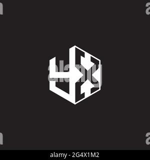 YX Y X XY Logo monogram hexagon with black background negative space style Stock Vector