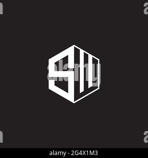 SW S W WS Logo monogram hexagon with black background negative space style Stock Vector