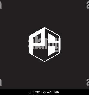 PG P G GP Logo monogram hexagon with black background negative space style Stock Vector