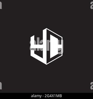 YC Y C CY Logo monogram hexagon with black background negative space style Stock Vector