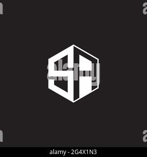 SA S A AS Logo monogram hexagon with black background negative space style Stock Vector