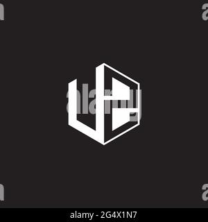 UZ U Z ZU Logo monogram hexagon with black background negative space style Stock Vector