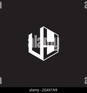 UY U Y YU Logo monogram hexagon with black background negative space style Stock Vector
