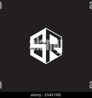 SR S R RS Logo monogram hexagon with black background negative space style Stock Vector