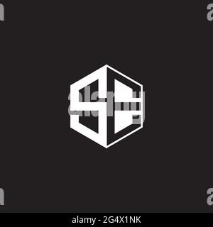 SE S E ES Logo monogram hexagon with black background negative space style Stock Vector
