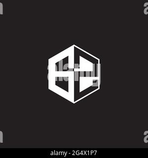 GZ G Z ZG Logo monogram hexagon with black background negative space style Stock Vector