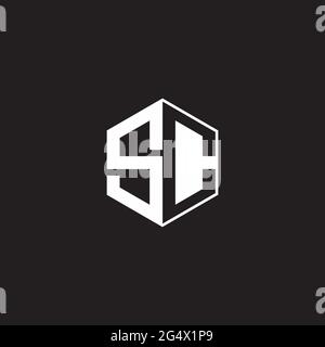 SC S C CS Logo monogram hexagon with black background negative space style Stock Vector