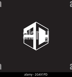 FC F C CF Logo monogram hexagon with black background negative space style Stock Vector