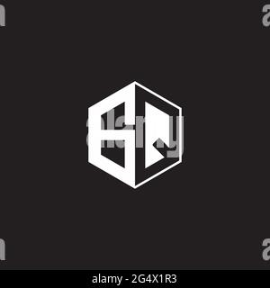 GQ G Q QG Logo monogram hexagon with black background negative space style Stock Vector
