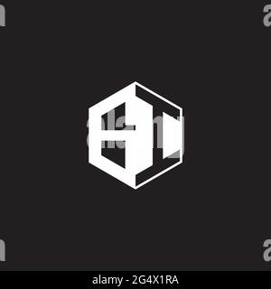 GI G I IG Logo monogram hexagon with black background negative space style Stock Vector