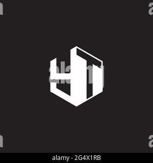 YT Y T TY Logo monogram hexagon with black background negative space style Stock Vector