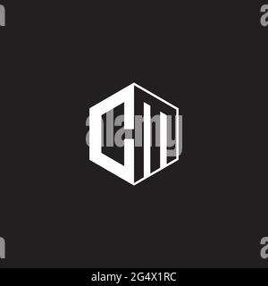 CM C M MC Logo monogram hexagon with black background negative space style Stock Vector